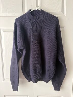 Vintage Orvis Sweater Mens L Navy Pullover Fisherman  Chunky Knit